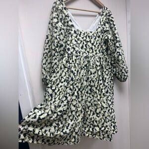 Just Female Black and Cream Patterned Dress S